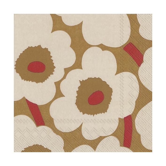 Unikko servietter 33x33 cm 20-pak, Dark cream-red Marimekko