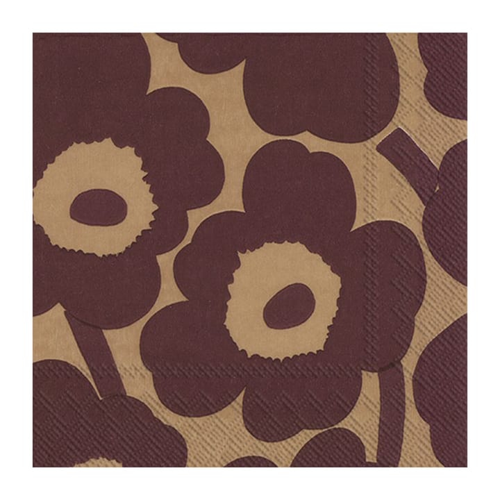 Unikko servietter 33x33 cm 20-pak - Linen/Bordeaux - Marimekko