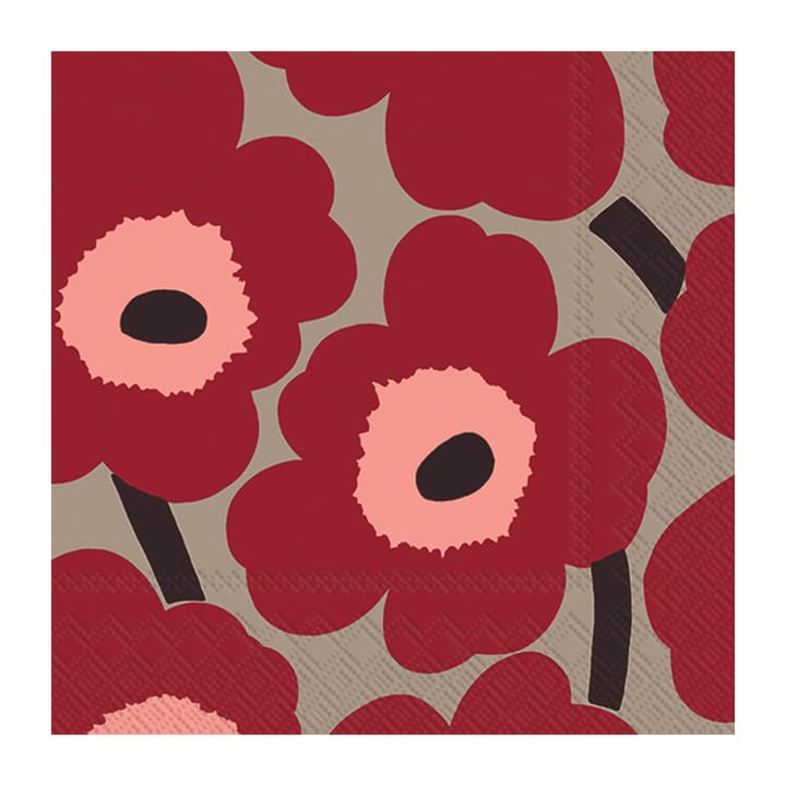 Unikko servietter 33x33 cm 20-pak - Red-linen - Marimekko