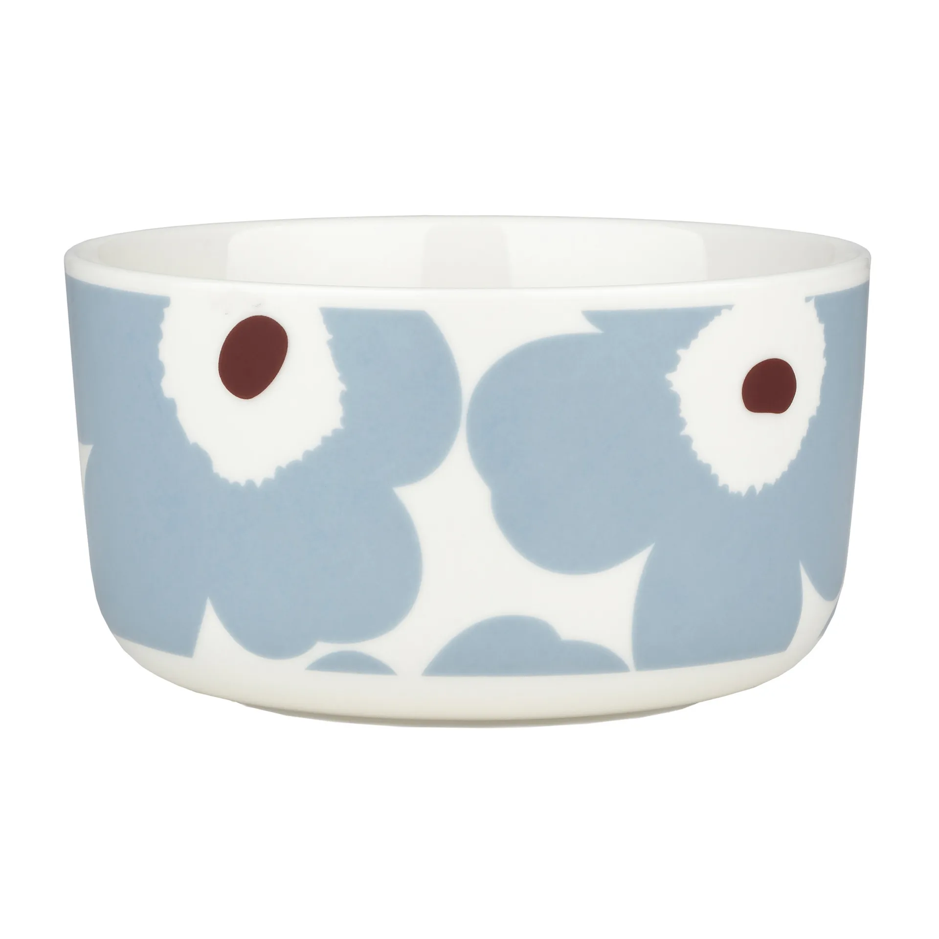 Unikko skål 5 dl, Hvid/Blågrå/Vinrød Marimekko