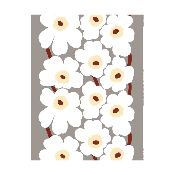 Unikko stof, L. grey-white-d. red-butter Marimekko