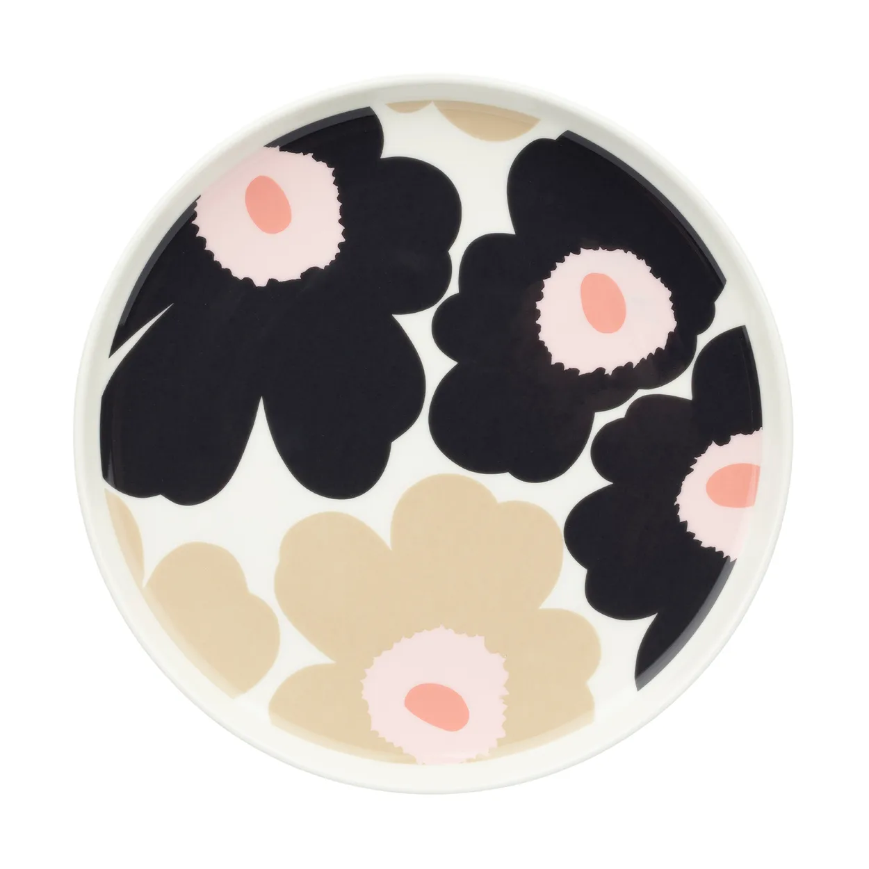 Marimekko Unikko tallerken Ø20 cm Off white-charcoal-sand-pink