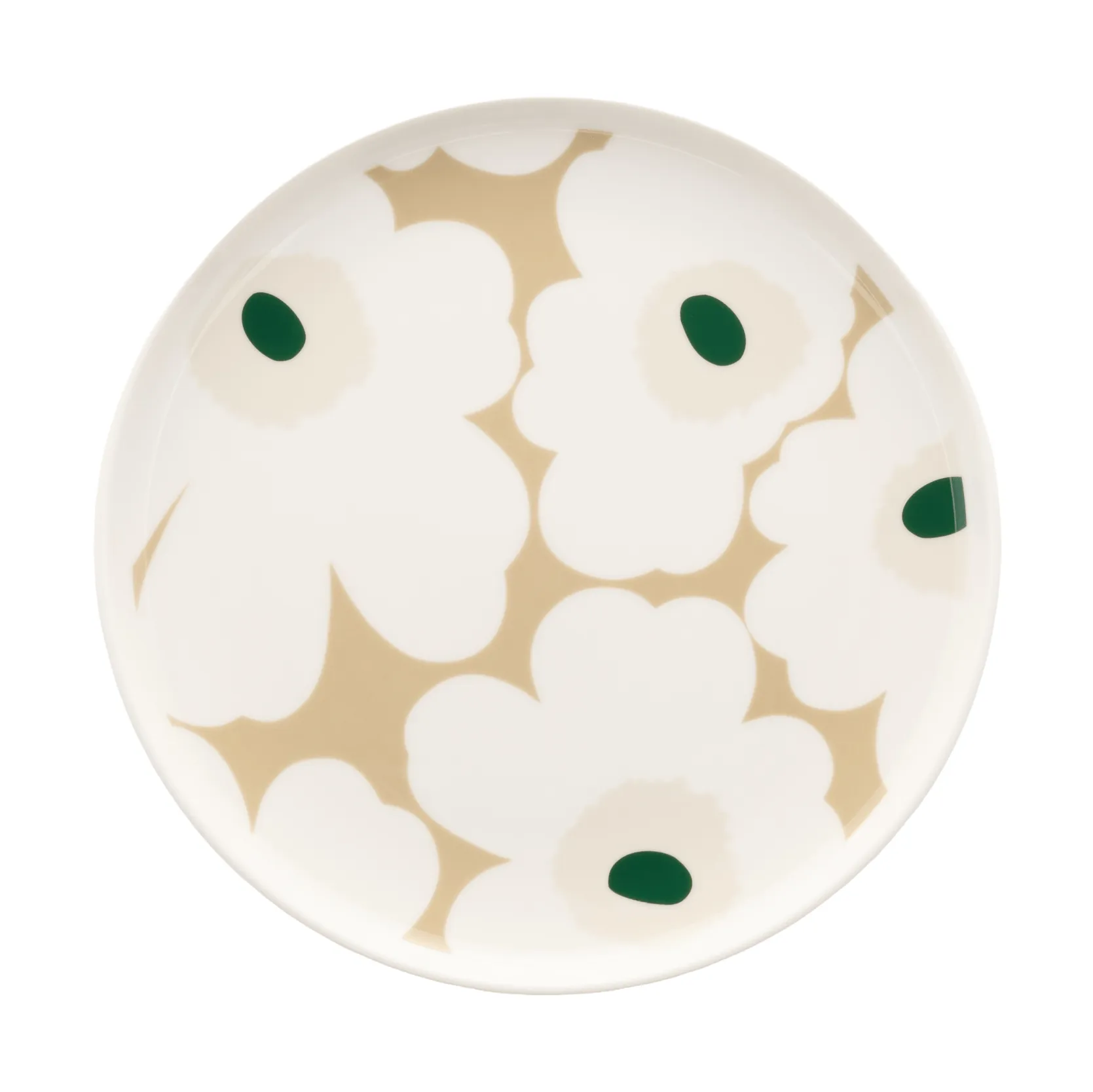 Unikko tallerken Ø20 cm, White-beige-lys sand-mørkegrøn Marimekko