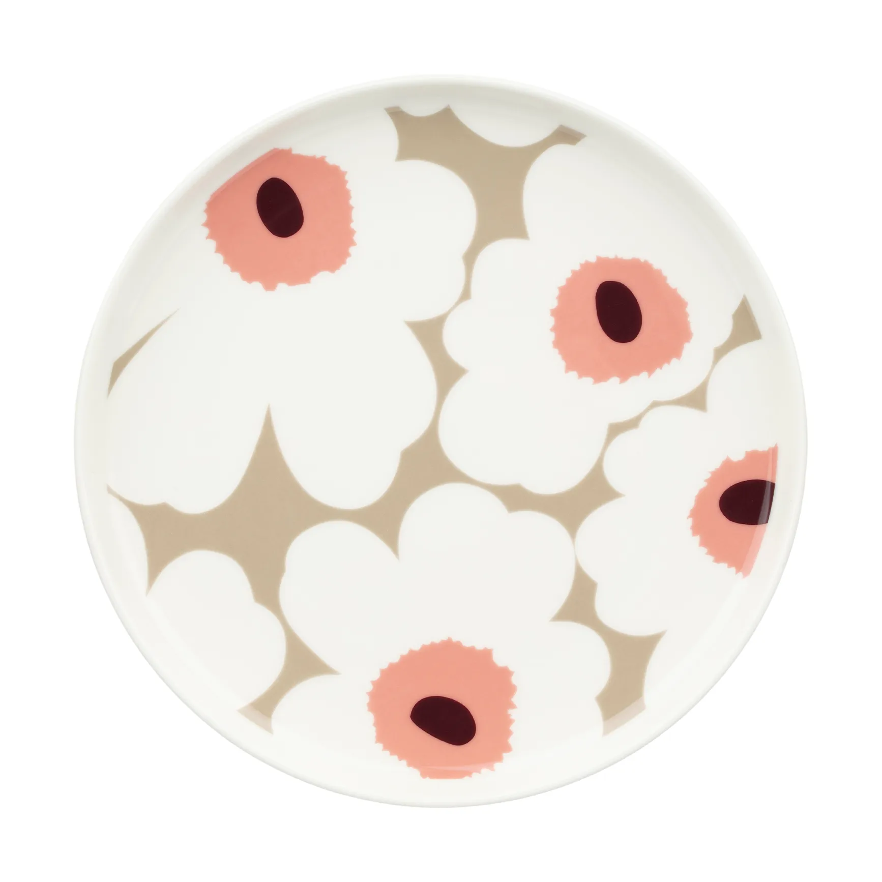 Unikko tallerken Ø20 cm, White-clay-powder-dark wine Marimekko