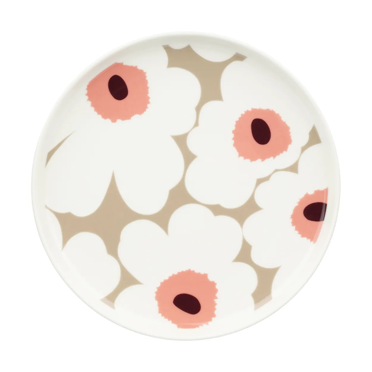 Marimekko Unikko tallerken Ø20 cm White-clay-powder-dark wine