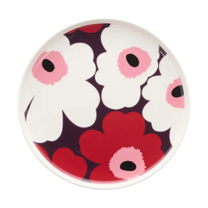 Unikko tallerken Ø20 cm - White-plum-cranberry-pink - Marimekko