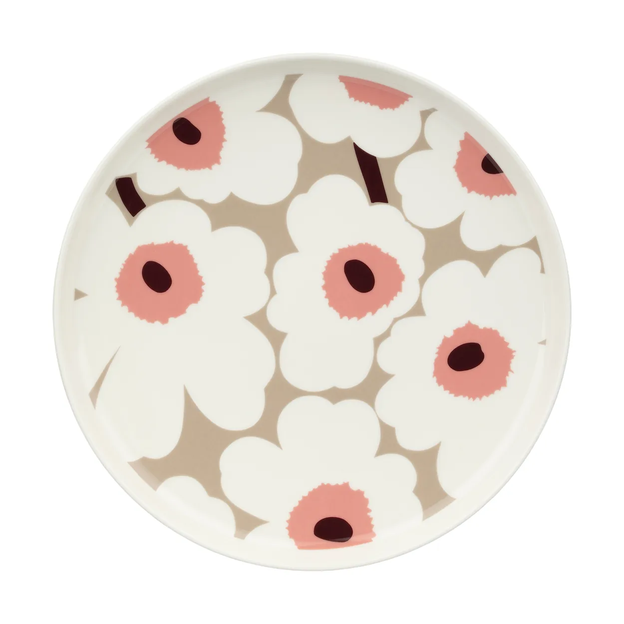 Marimekko Unikko tallerken Ø25 cm White-clay-powder-dark wine