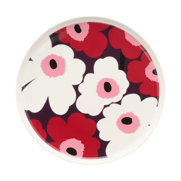 Unikko tallerken Ø25 cm - White-plum-cranberry-pink - Marimekko