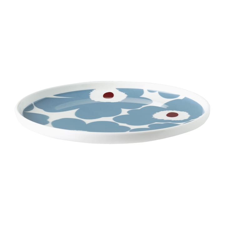 Unikko tallerken hvid/blågrå/vinrød
, Ø20 cm 
 Marimekko