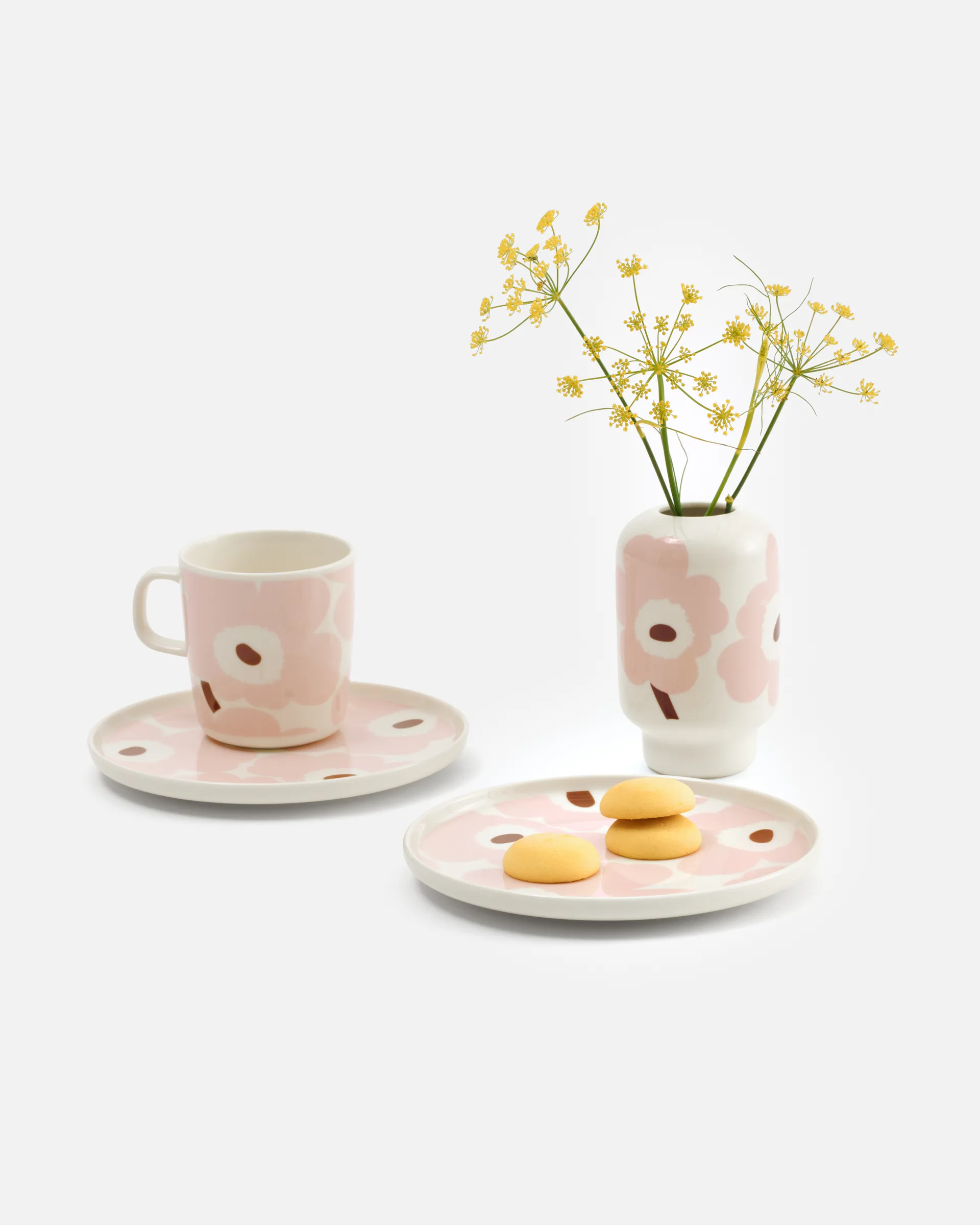 Unikko vase 14 cm, White-light pink-chestnut Marimekko
