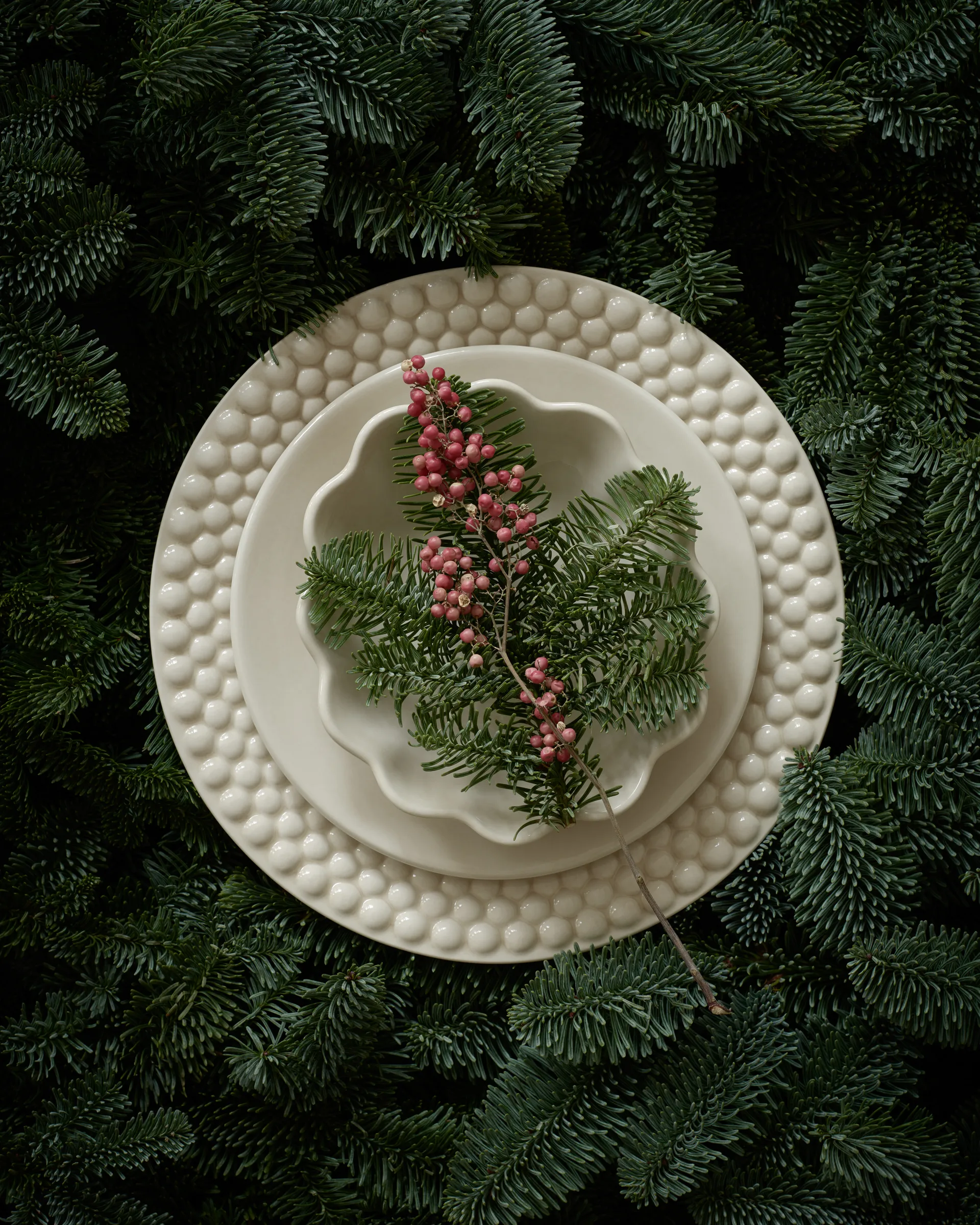 Bubbles tallerken – 28 cm, Hvid Mateus