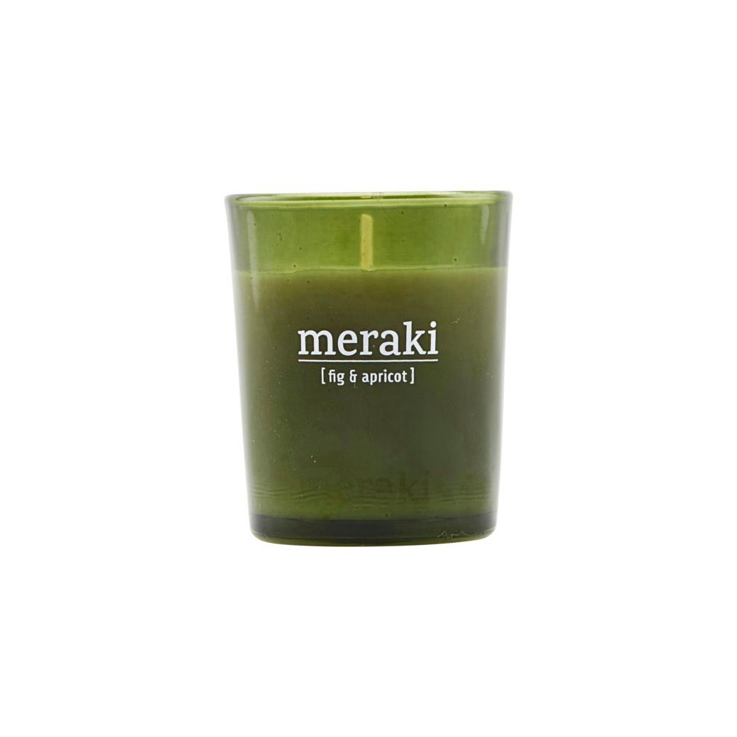 Meraki Meraki duftlys grønt glas 12 timer Fig-apricot