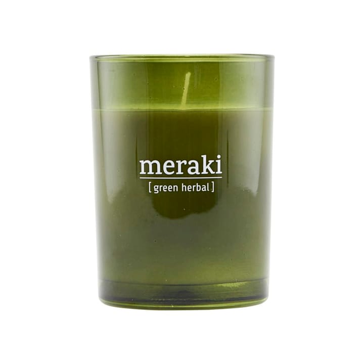 Meraki duftlys grønt glas 35 timer, Green herbal Meraki