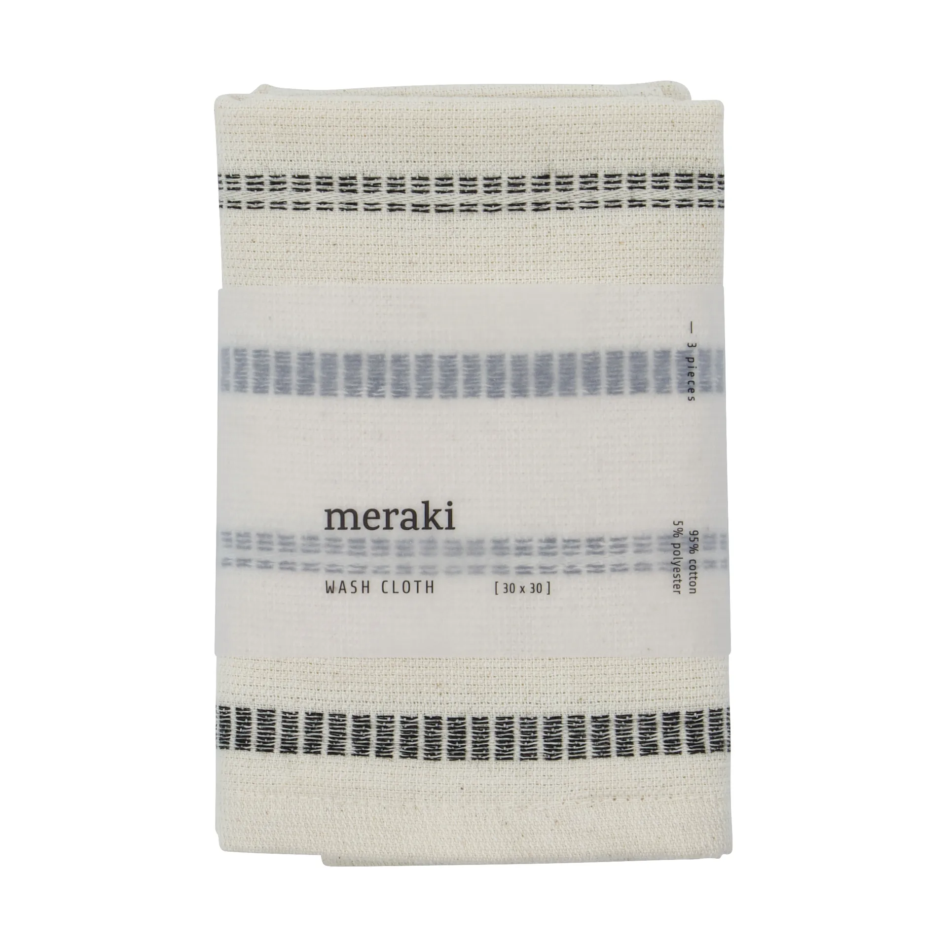 True vaskeklud 3 dele, Off-White-sort Meraki