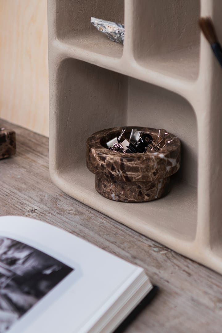 Marble lysestage til bloklys 5 cm, Brun Mette Ditmer