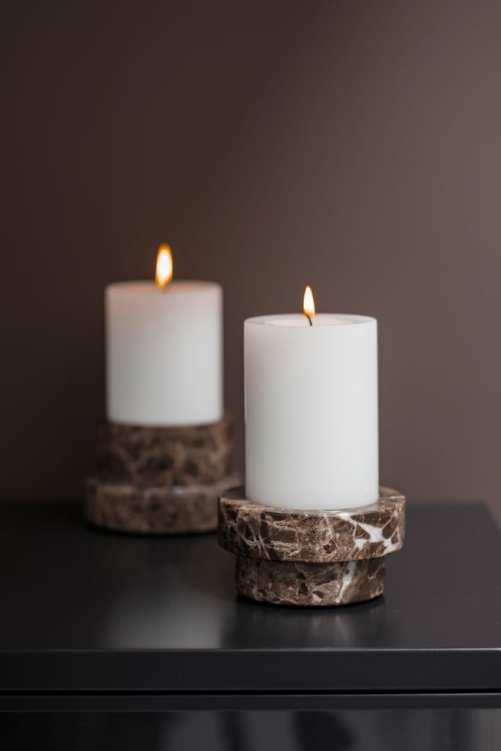 Marble lysestage til bloklys 5 cm, Brun Mette Ditmer