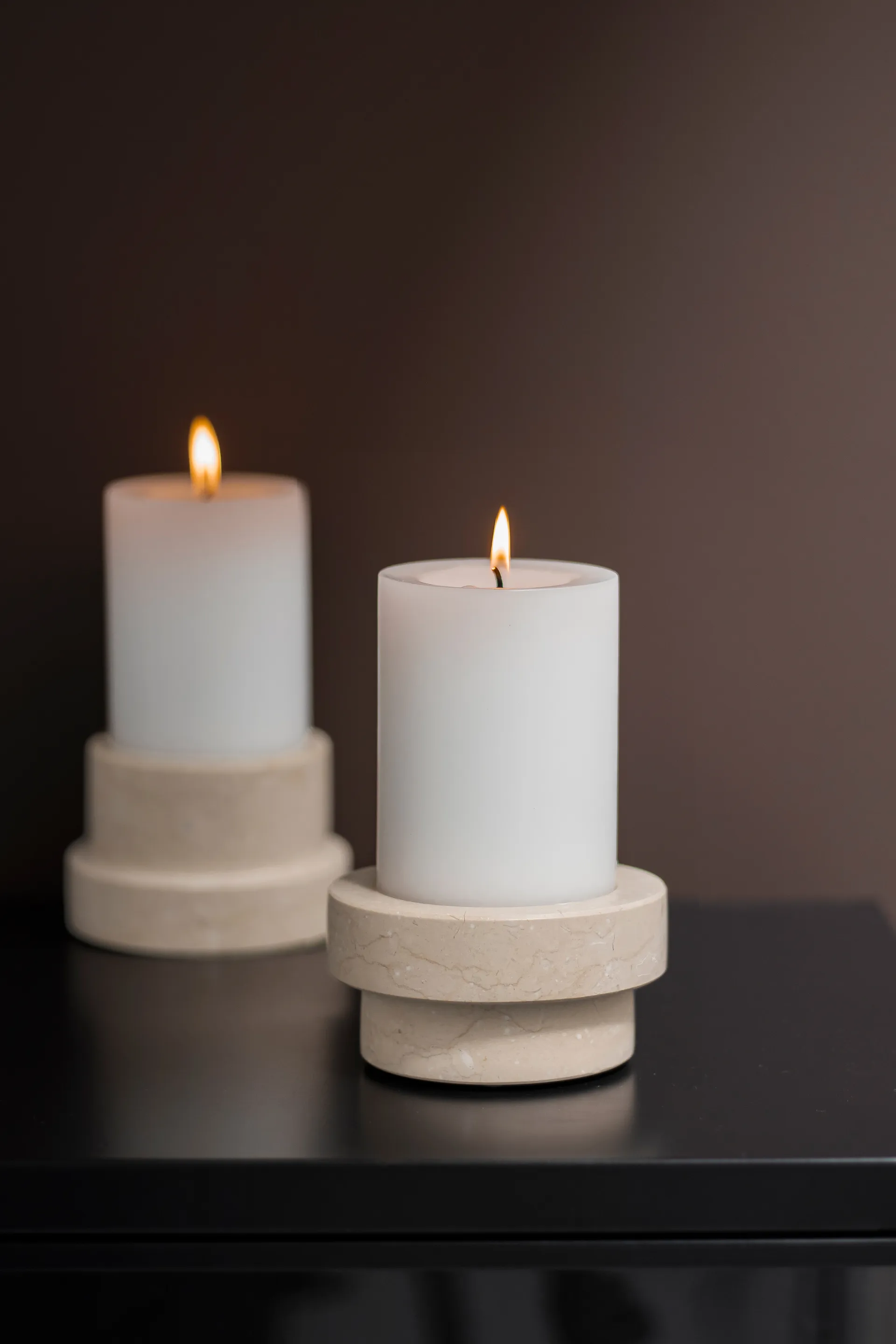 Marble lysestage til bloklys 5 cm, Sand Mette Ditmer