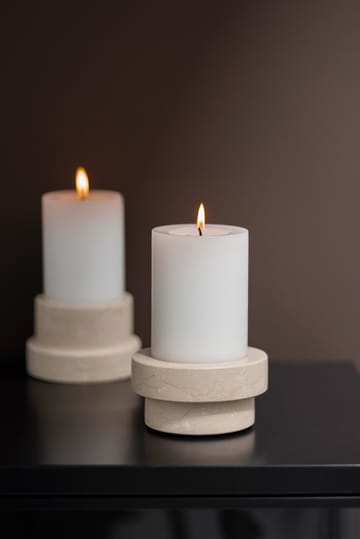 Marble lysestage til bloklys 5 cm - Sand - Mette Ditmer