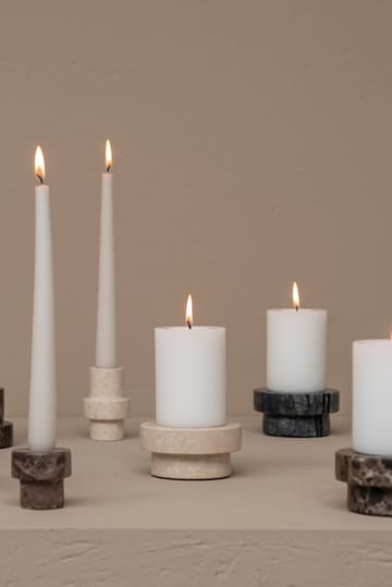 Marble lysestage til bloklys 5 cm - Sand - Mette Ditmer