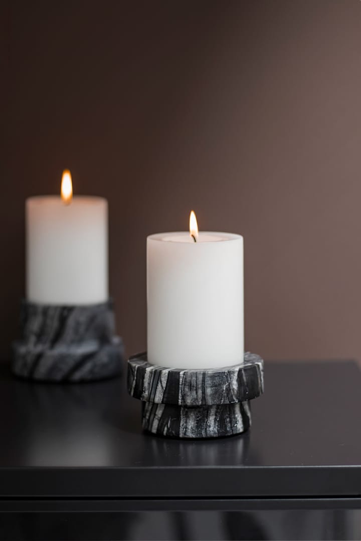Marble lysestage til bloklys 5 cm, Sort/Grå Mette Ditmer