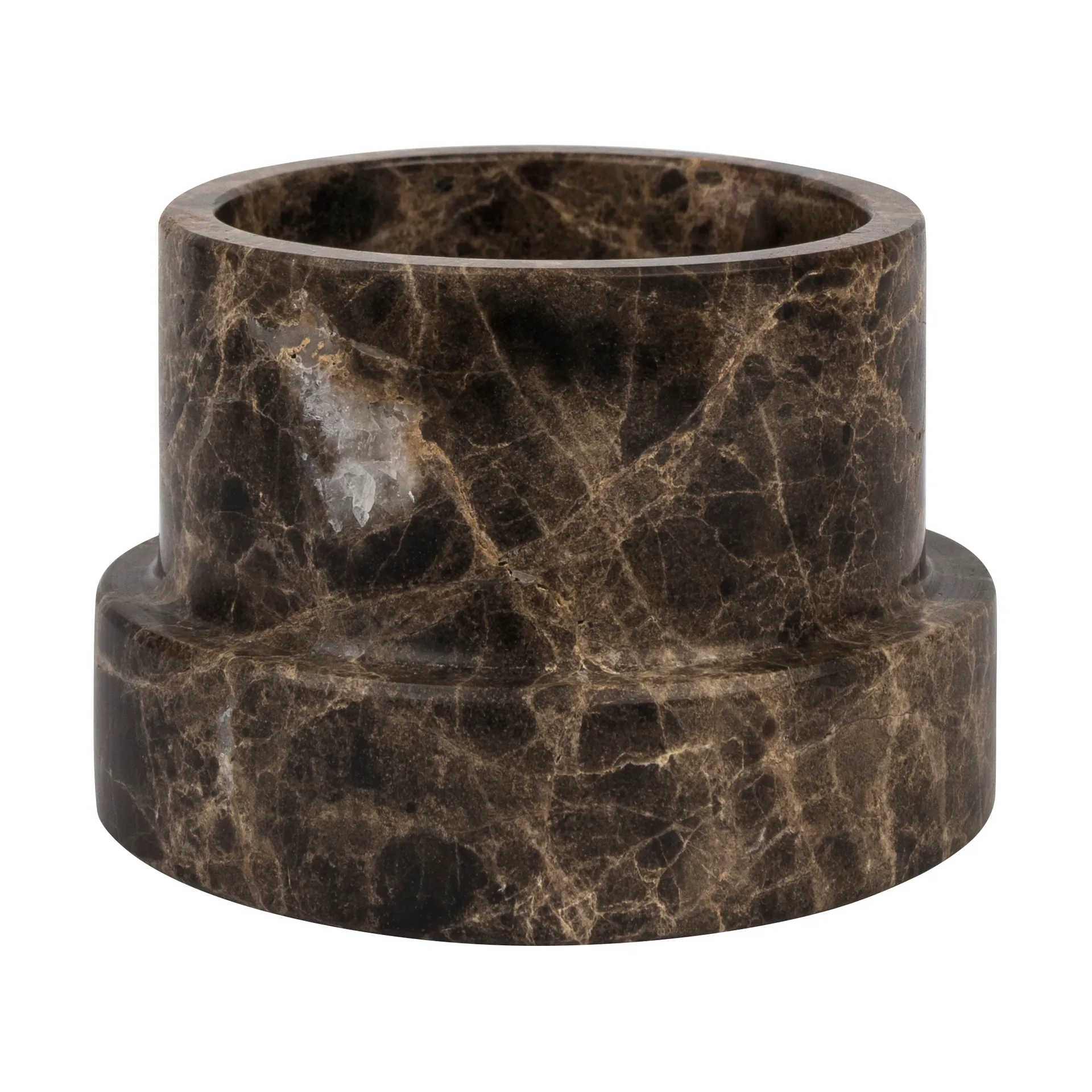 Marble lysestage til bloklys 6,5 cm, Brun Mette Ditmer
