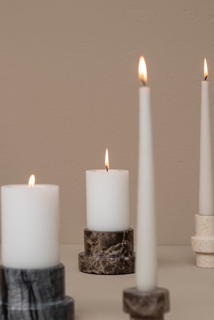 Marble lysestage til bloklys 6,5 cm, Brun Mette Ditmer