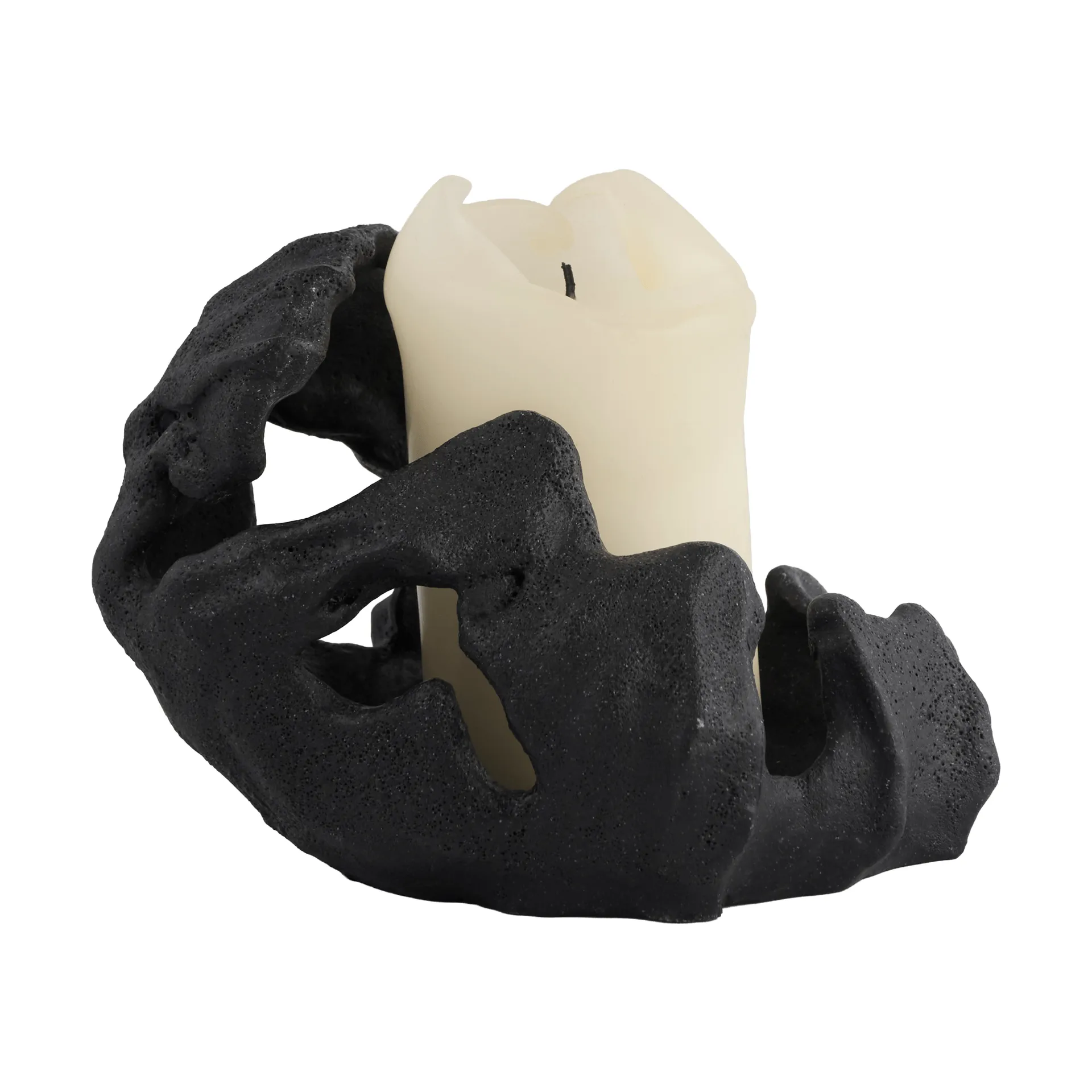 Reef bloklysestage, Sort, Ø16,5x13 cm Mette Ditmer