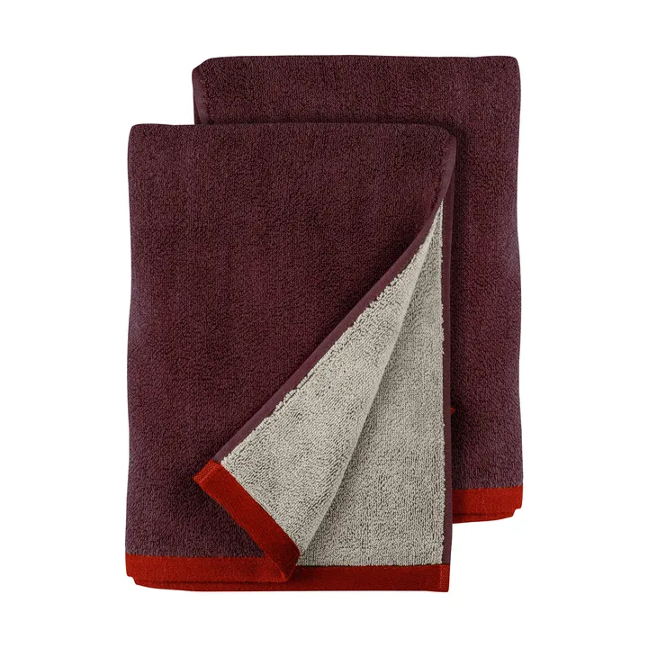 Soft gæstehåndklæde 40x55 cm 2-pak - Red-Grey (rød-grå), 40x55 cm - Mette Ditmer
