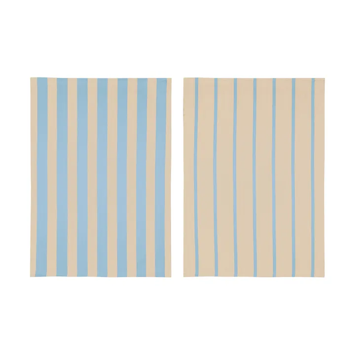 Stripes viskestykke 50x70 cm 2-pak - Blue-Beige (blå-beige), 50x70 cm - Mette Ditmer