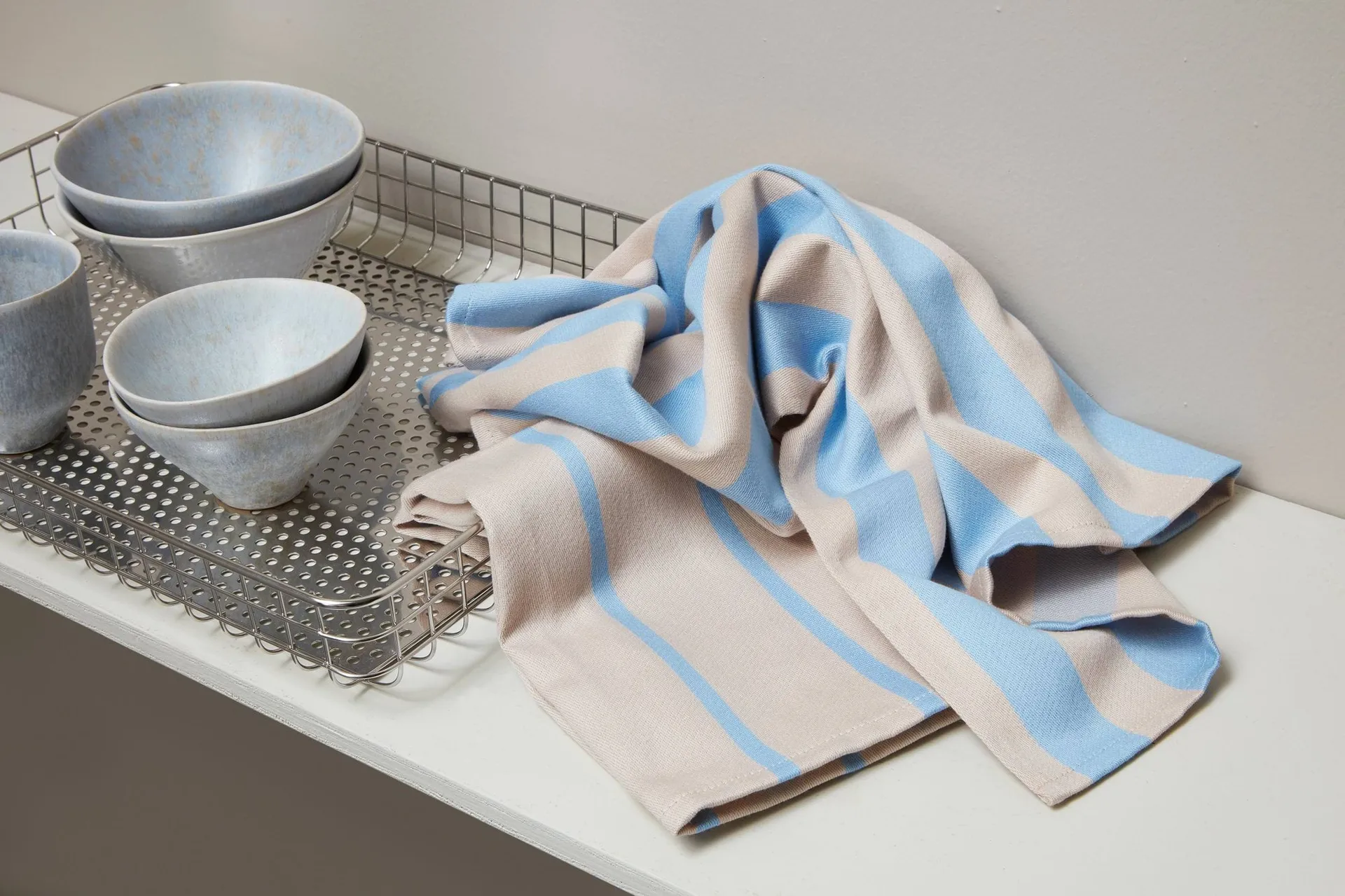 Stripes viskestykke 50x70 cm 2-pak, Blue-Beige (blå-beige), 50x70 cm Mette Ditmer