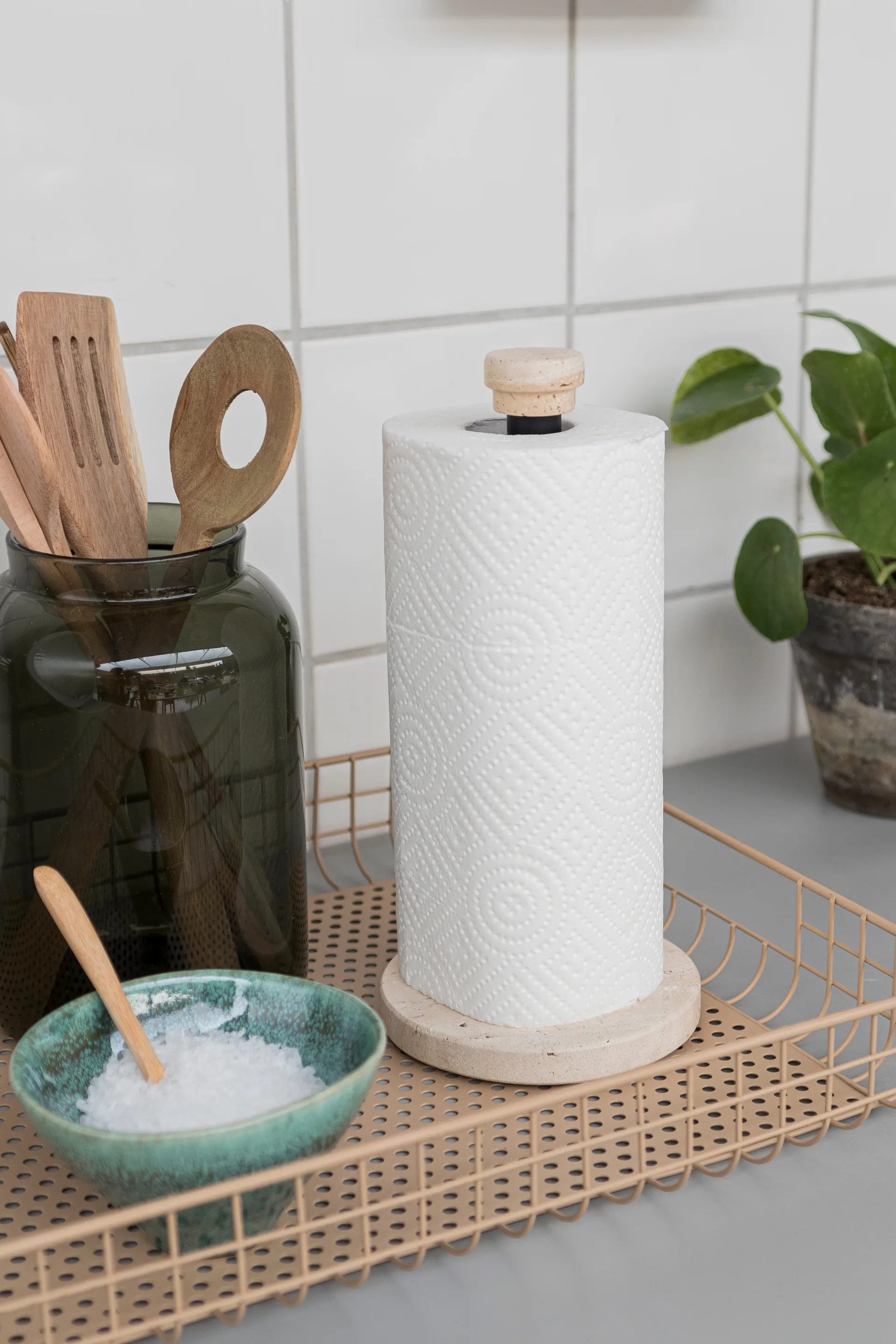 Travertine køkkenrulleholder, Linen Mette Ditmer