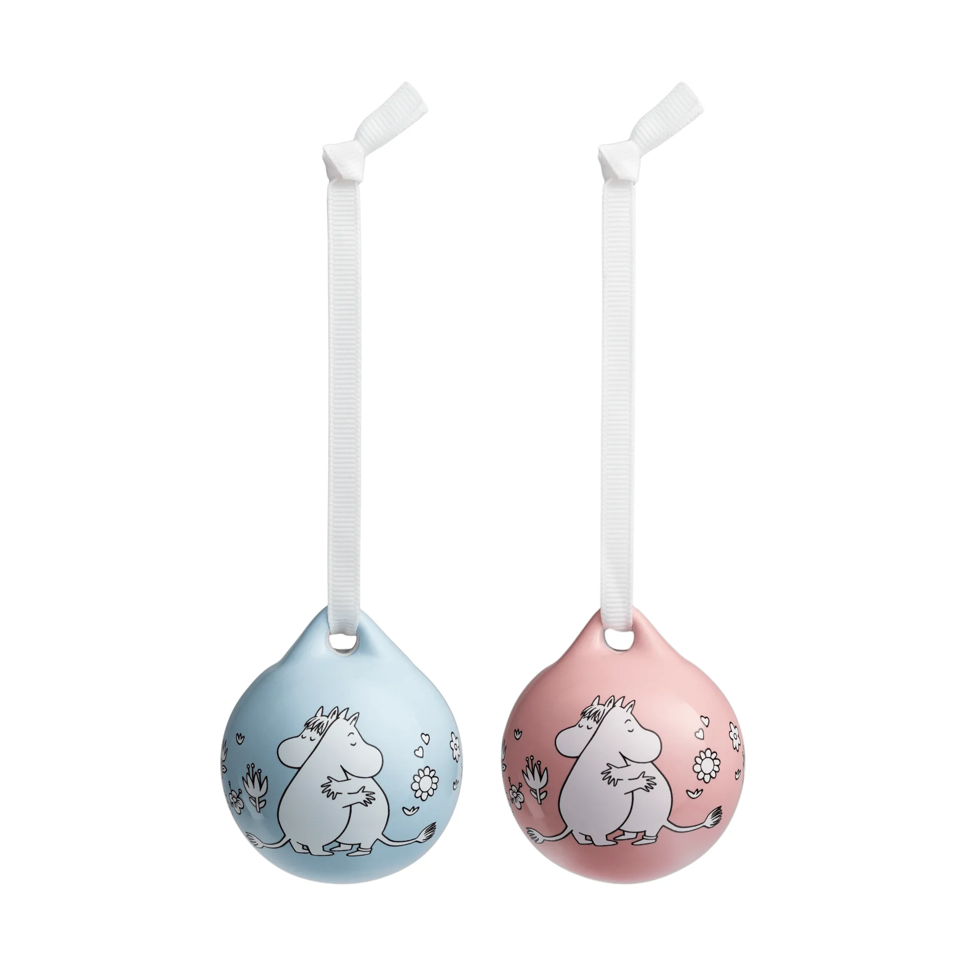 Kärlek Mumin julekugle, Rosa-blå, 5 cm, 2-pak Moomin Arabia
