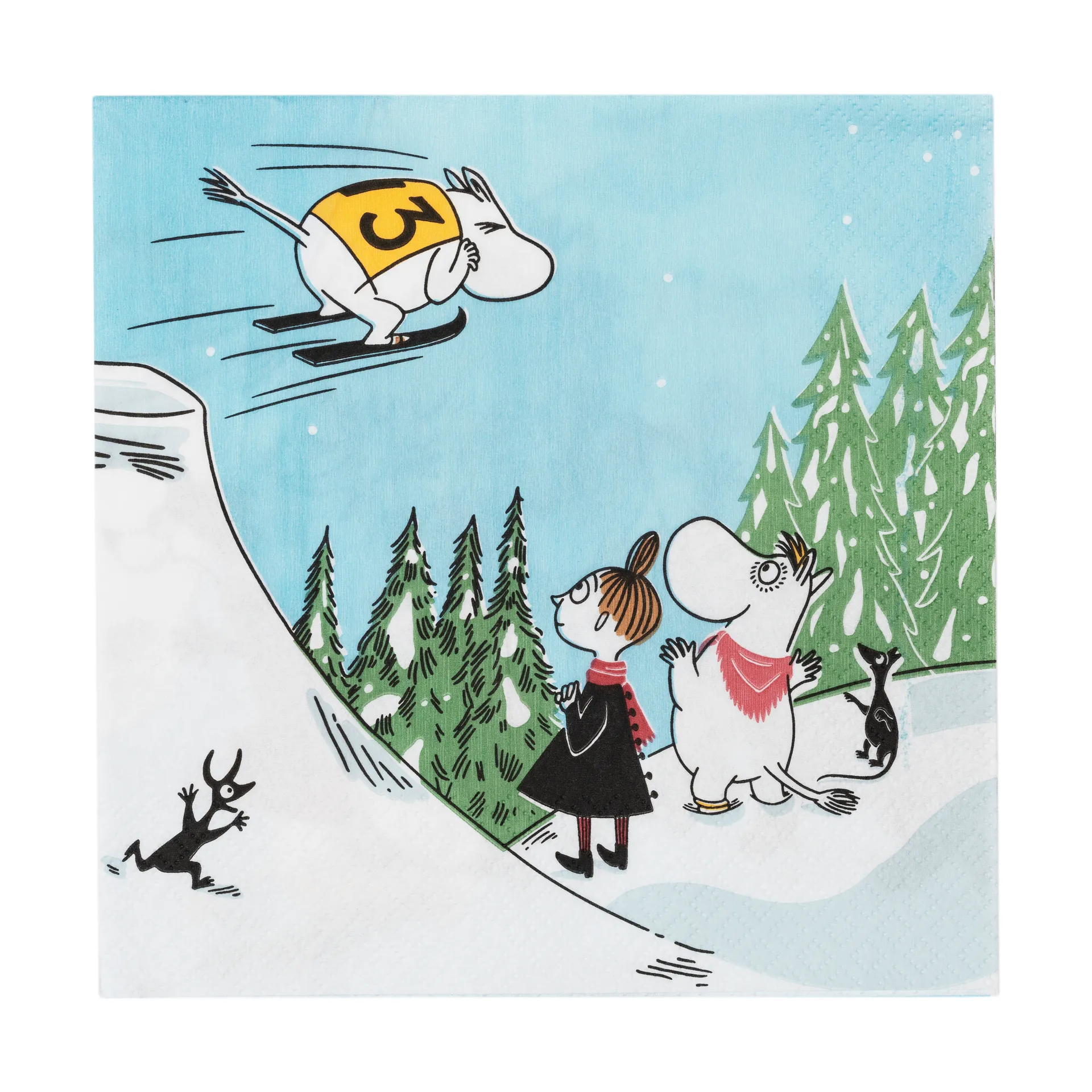 Moomin servietter 33x33 cm, Ski jumping Moomin Arabia