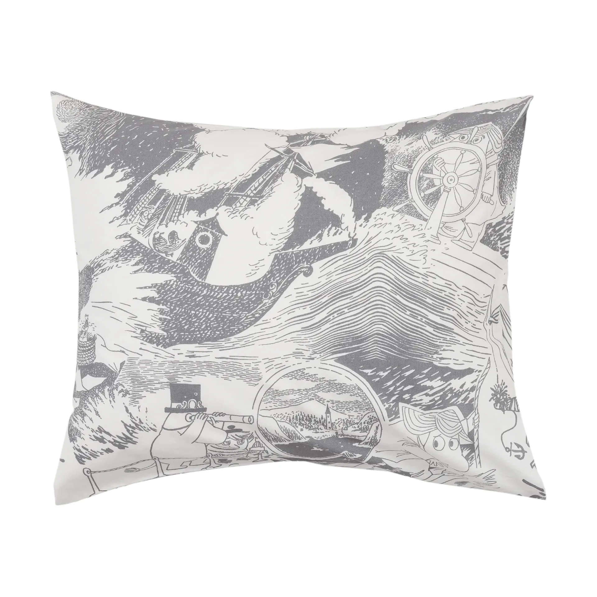 Moomin Arabia Mumi pudebetræk 50x60 cm Segling, grå