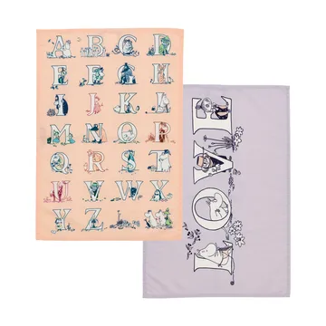 Mumi viskestykke 50x70 cm 2 dele - Alfabet - Moomin Arabia