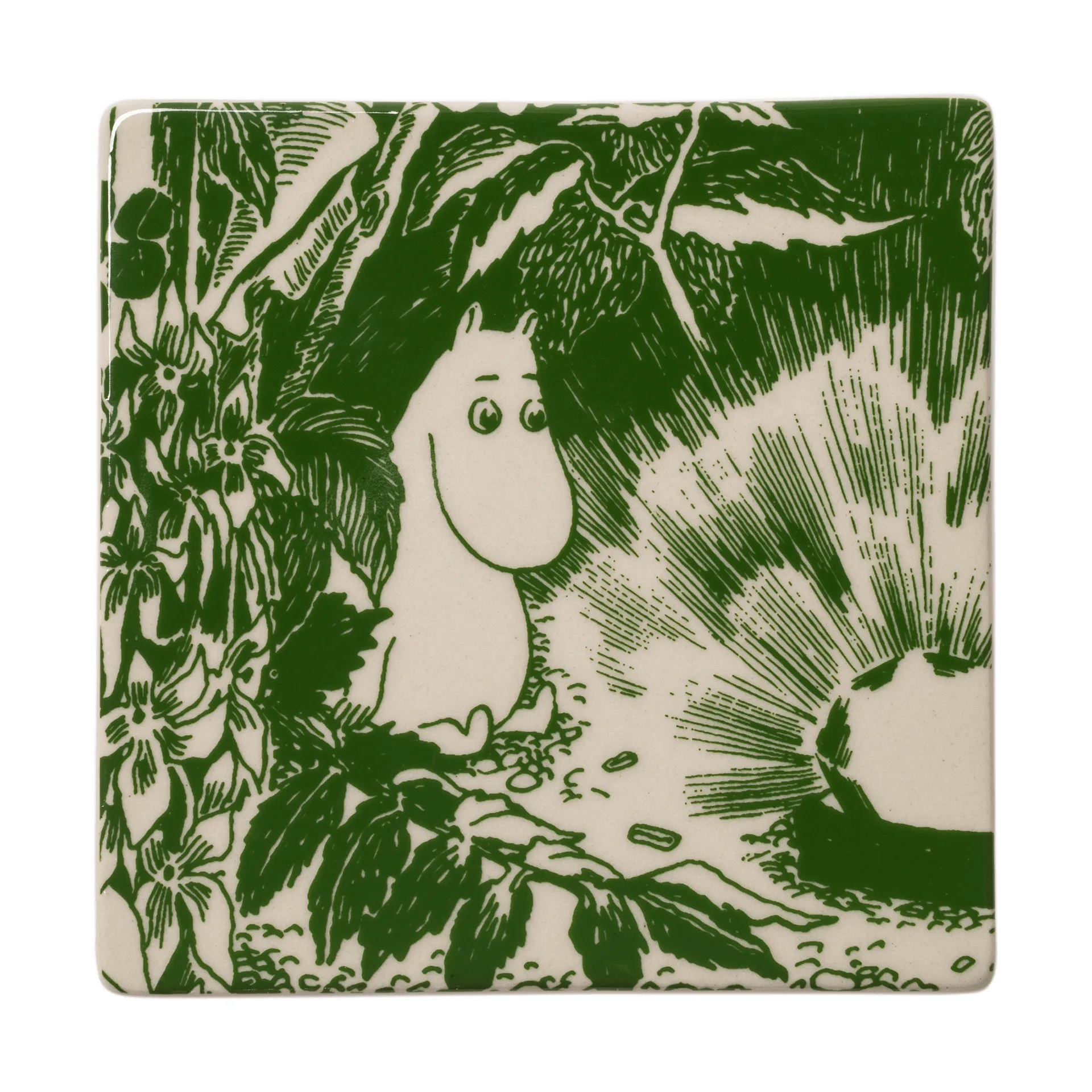 Mystikens skog Mumin glasunderlag, Grøn, 10x10 cm, 2-pak Moomin Arabia