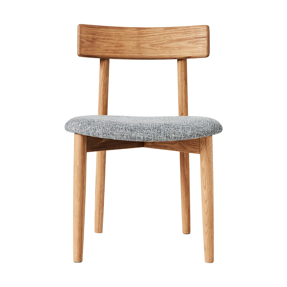 MUUBS Tetra stol med polstret sæde Betonfarvet stof-naturolieret egetræ