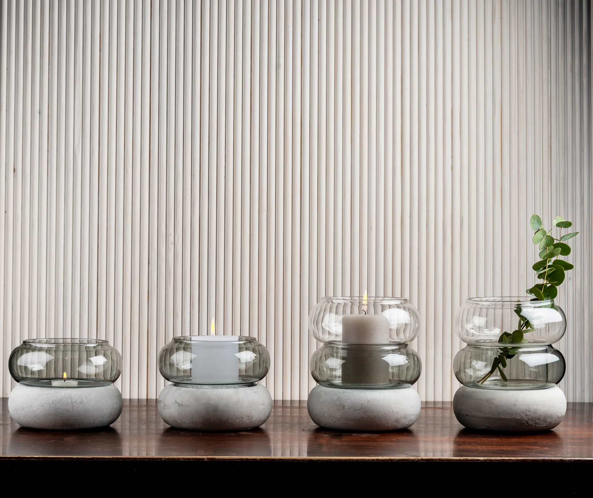 Bagel vase/fyrfadsstage 22 cm, Grå Muurla