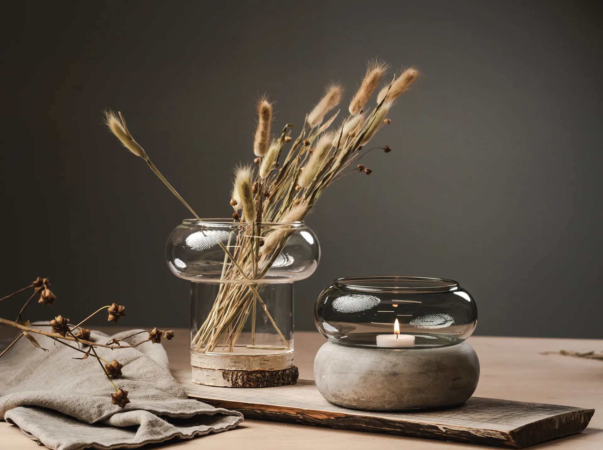 Bagel vase/fyrfadsstage 22 cm, Grå Muurla