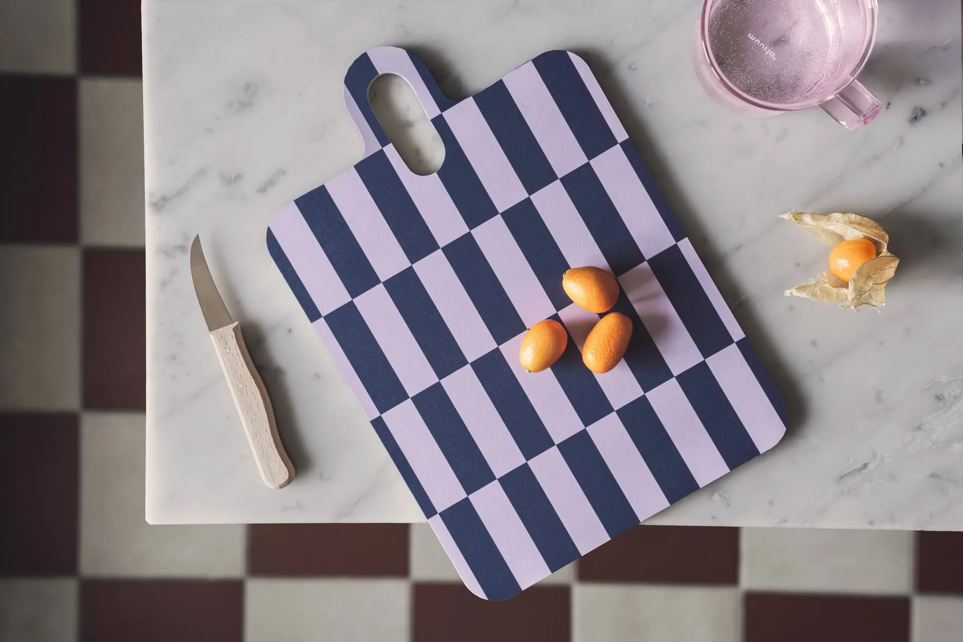 Checks & Stripes bakke 21x31 cm, Lilac-blue-green Muurla