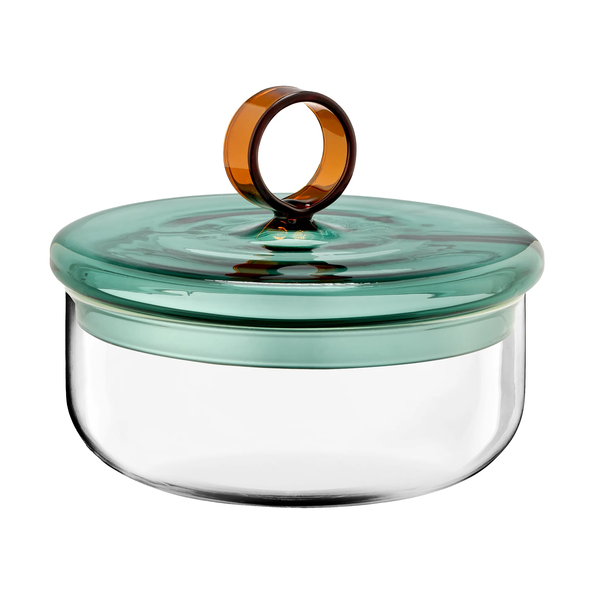 Loop lav skål med låg Ø15 cm, Klar-teal-amber Muurla