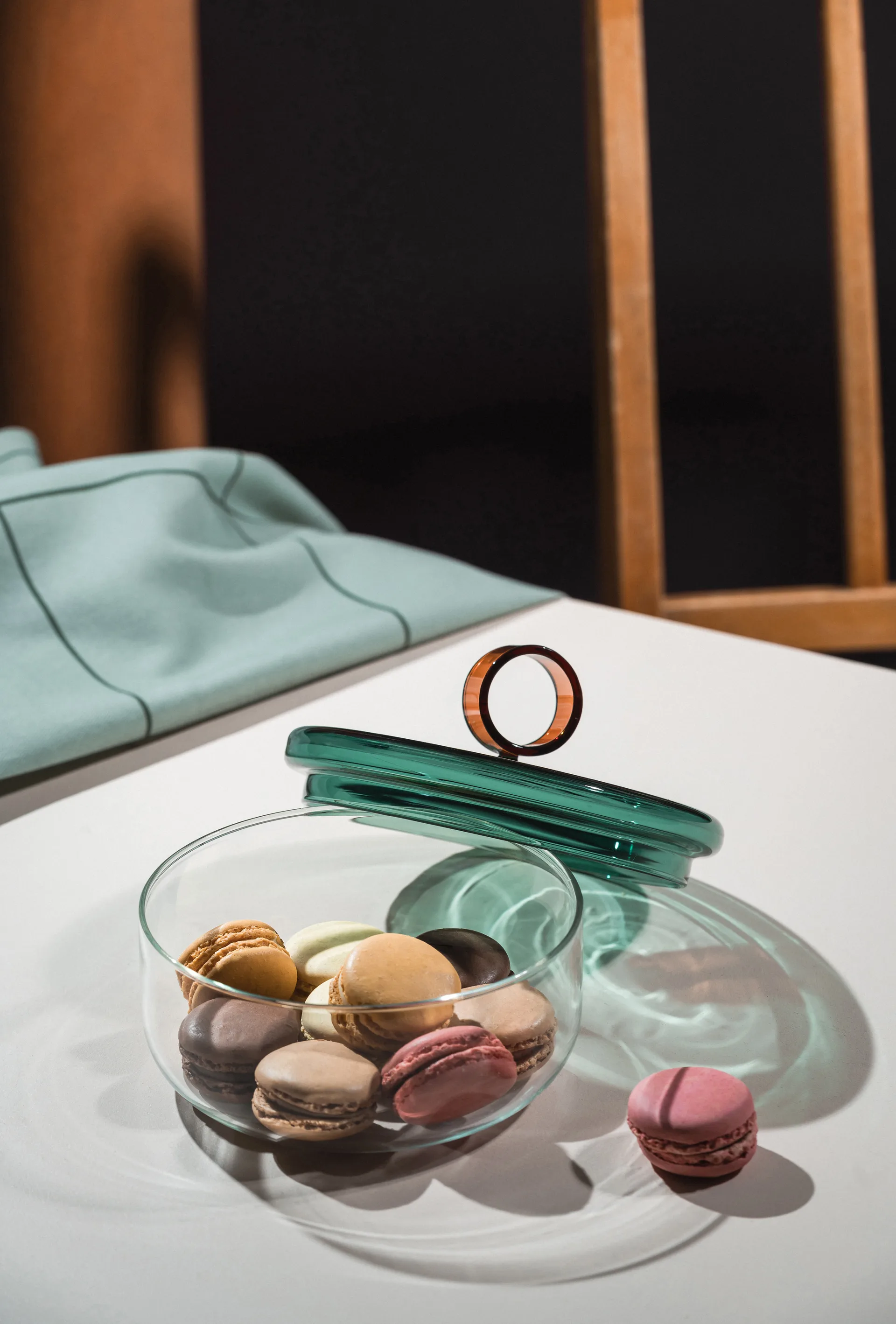 Loop lav skål med låg Ø15 cm, Klar-teal-amber Muurla