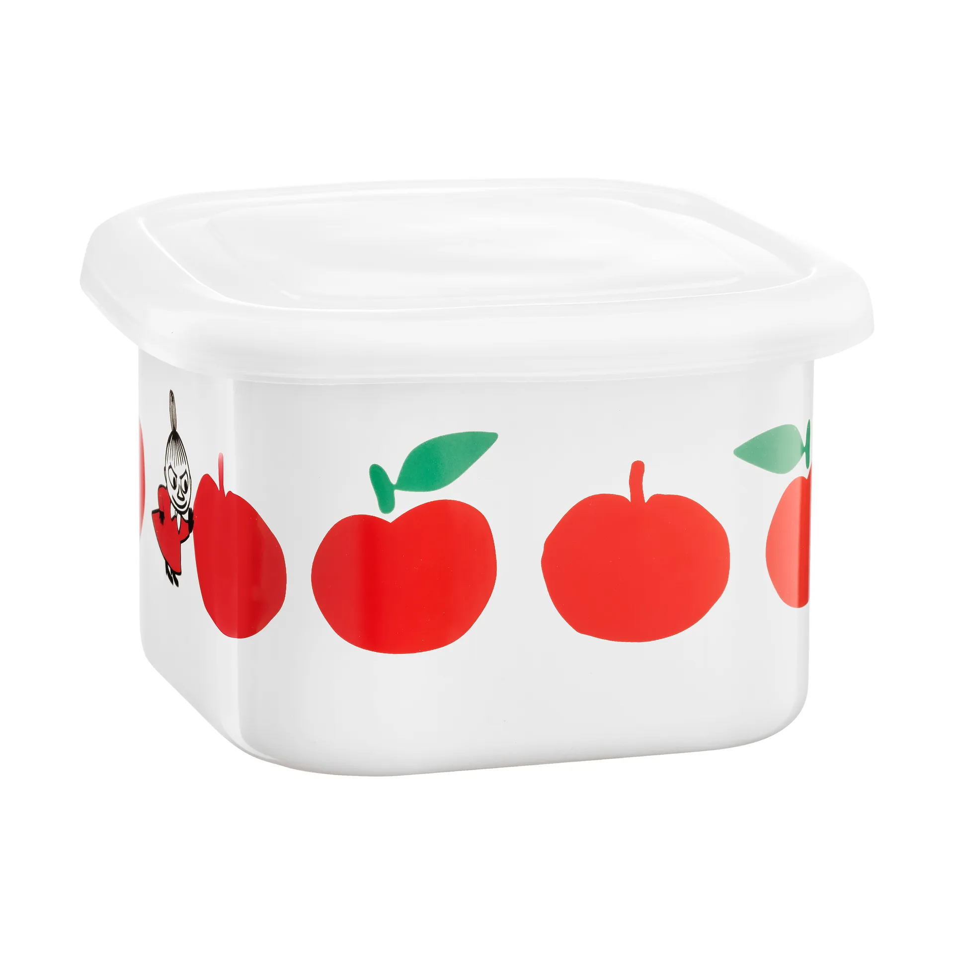 Moomin  emaljekrukke med låg 0,67 L, Joyfull Apples-rød Muurla