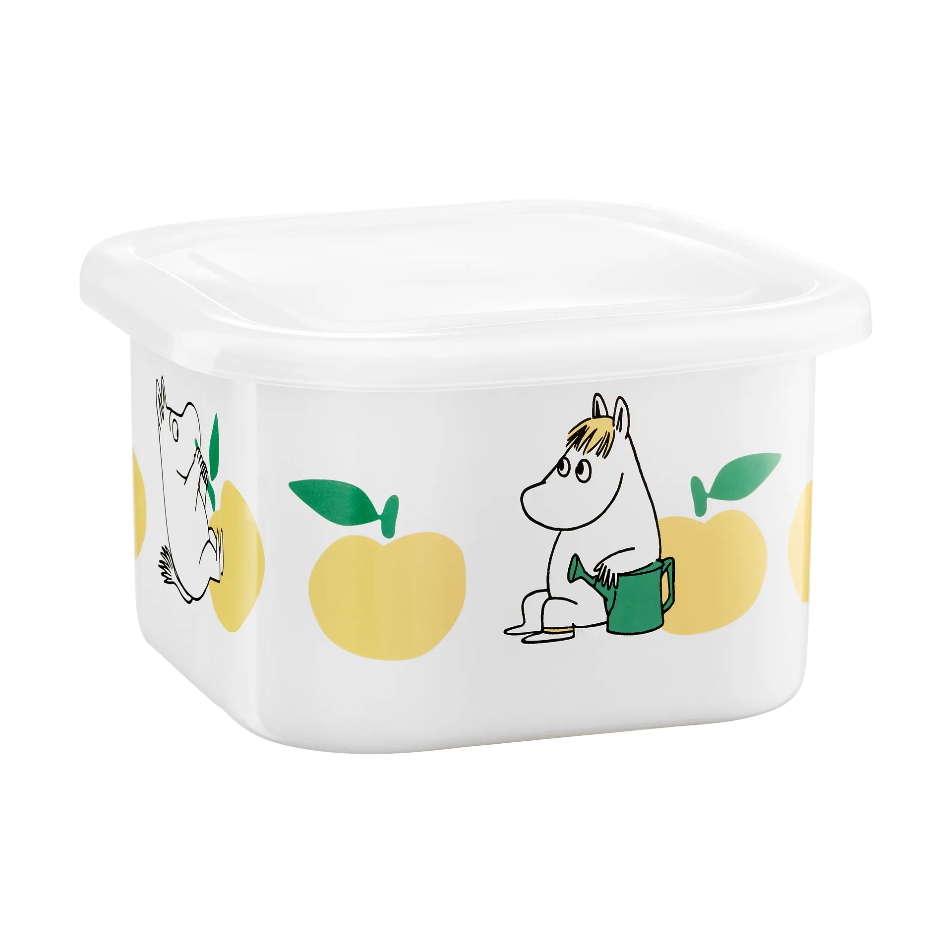 Moomin  emaljekrukke med låg 1 L, Joyfull Apples-gul Muurla