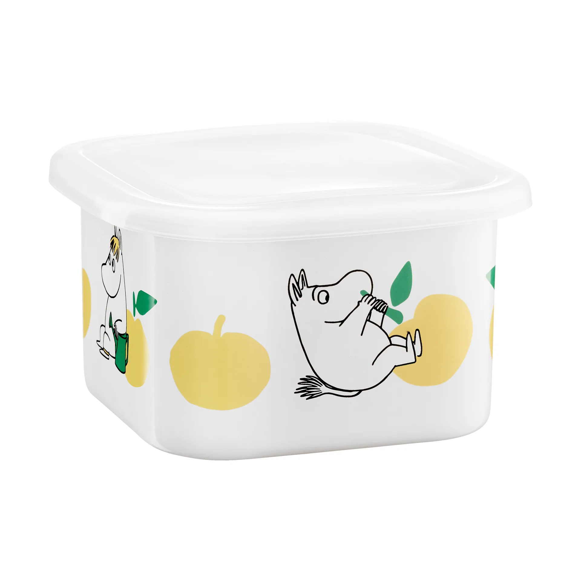 Moomin  emaljekrukke med låg 1 L, Joyfull Apples-gul Muurla