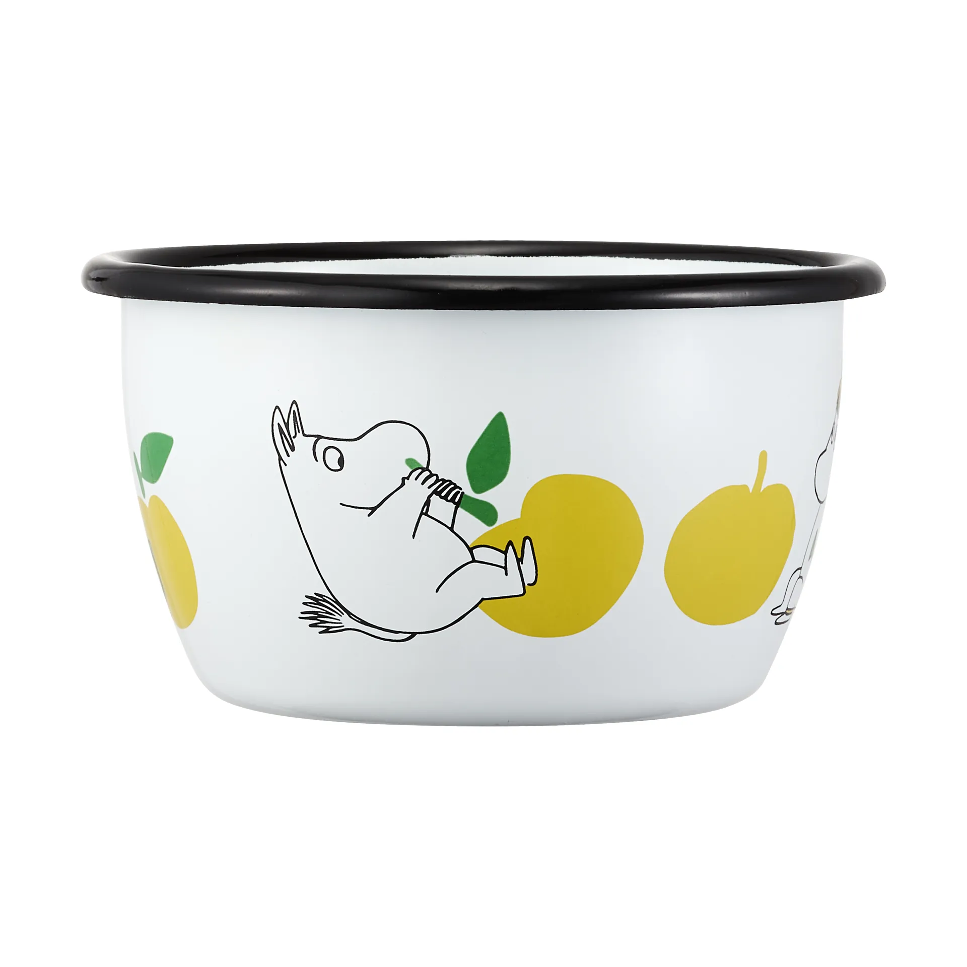 Moomin  emaljeskål 30 cl, Joyfull Apples-gul Muurla