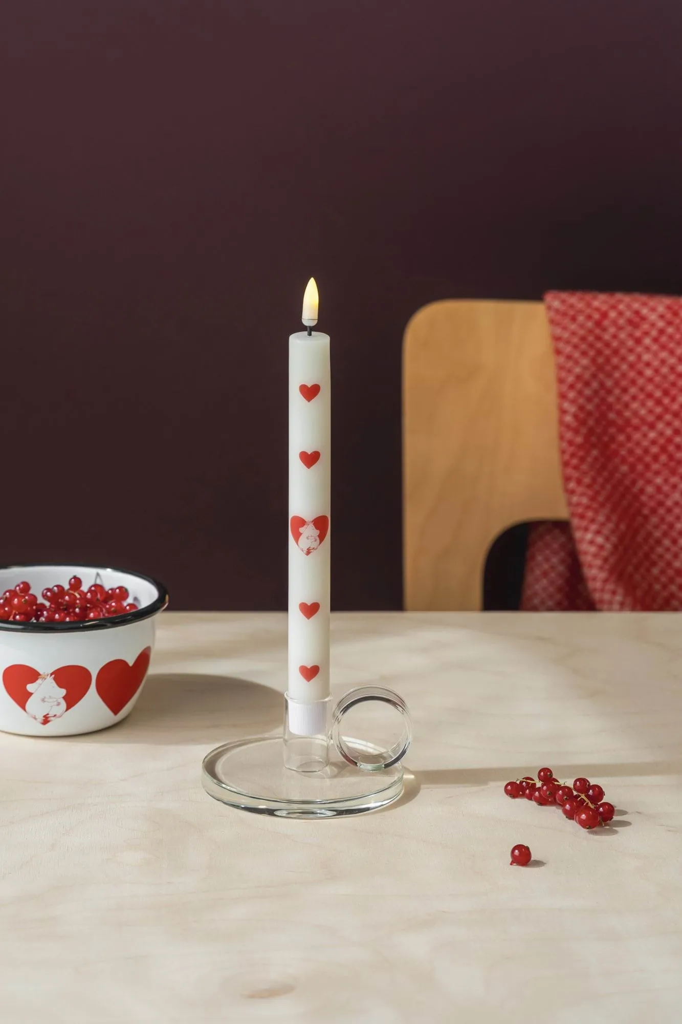 Mumin LED-kronelys 25 cm, Heart, 2-pack Muurla