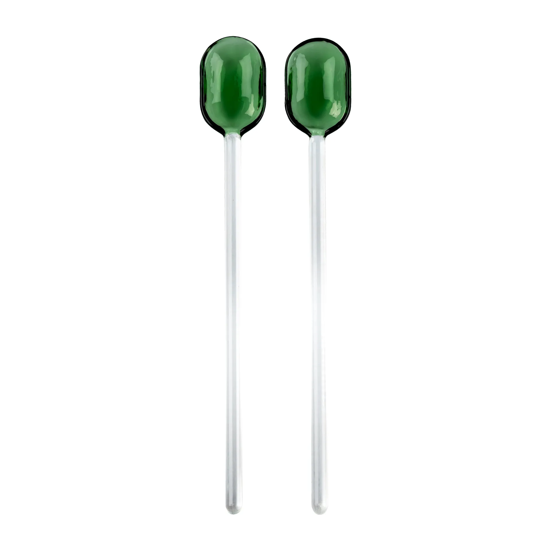 Muurla salatbestik glas 2-pak, Green/Clear Muurla
