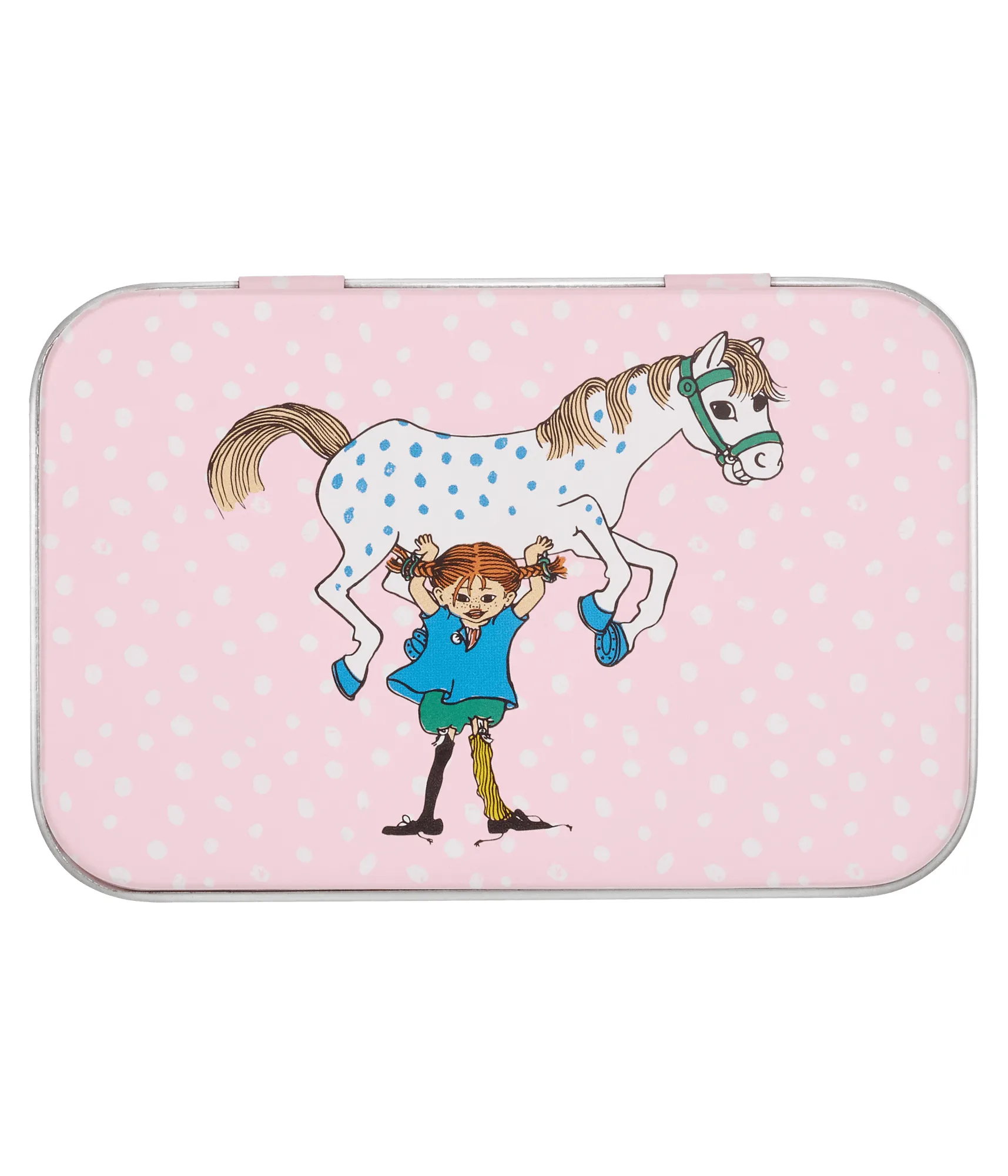 Pippi metaldåse 10x6,5x3 cm., Pippi and the Horse Muurla