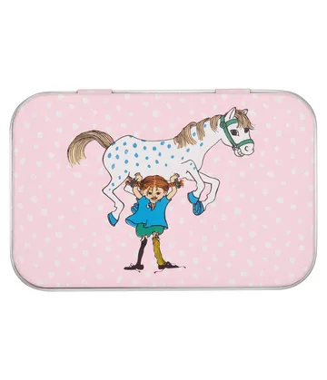 Pippi metaldåse 10x6,5x3 cm. - Pippi and the Horse - Muurla